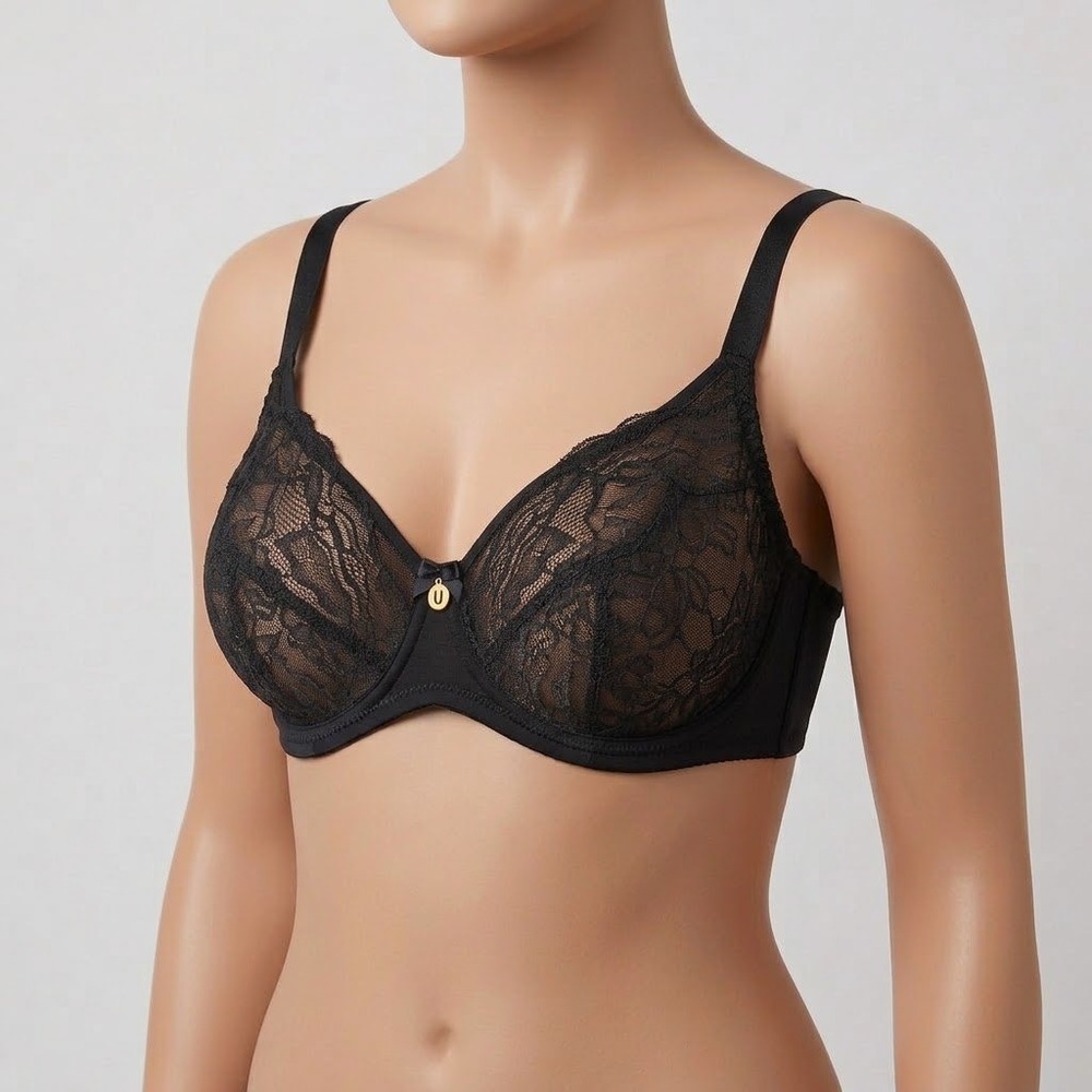 Understance Anya Lace Flexwire Unpadded Bra 32DDD Black Sheer Underwired NEW